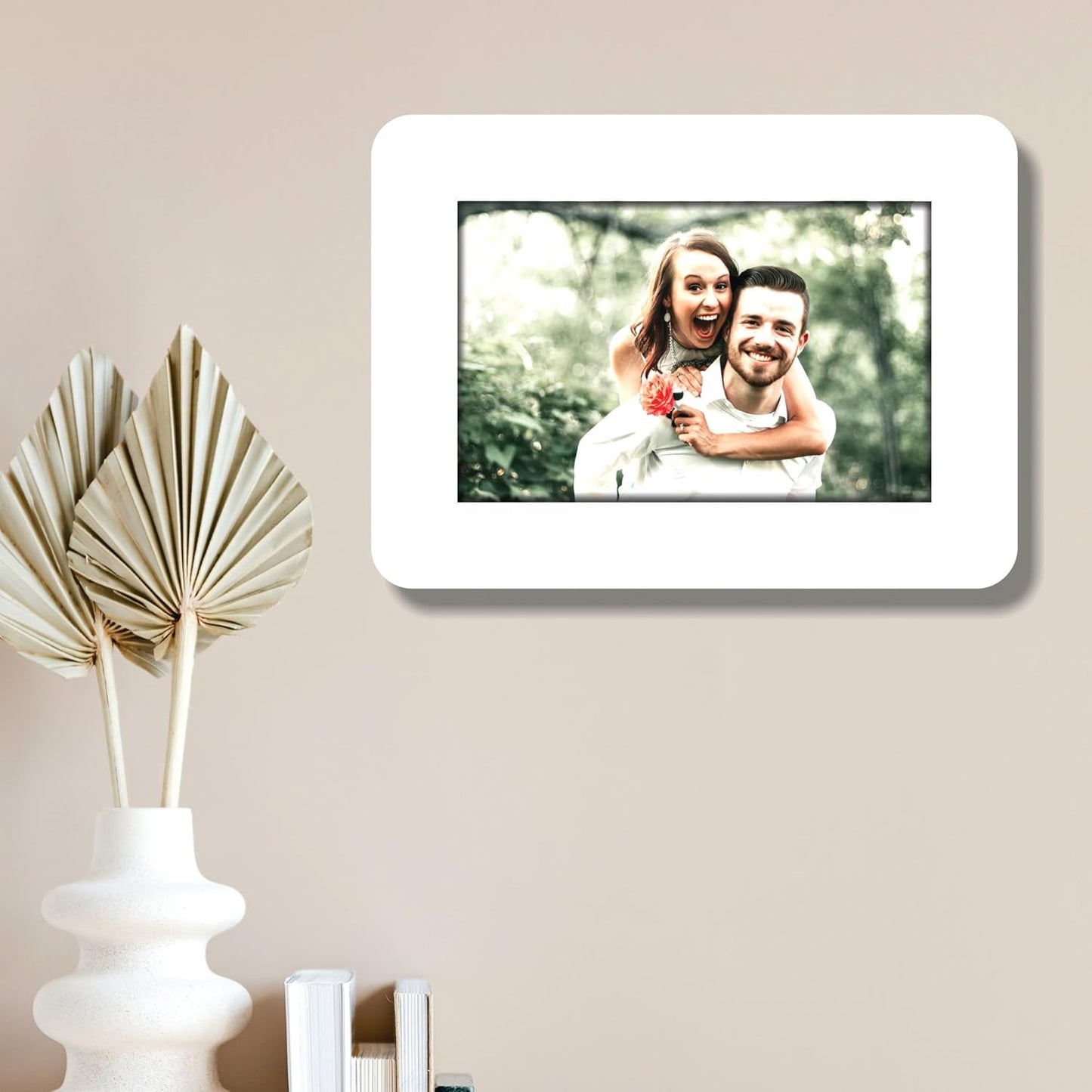 Magnetic Wooden 4x6 inch Photo Frame for Wall Decor – Modern Rectangular Picture Holder for Living Room Bedroom Anniversary or Birthday Gift
