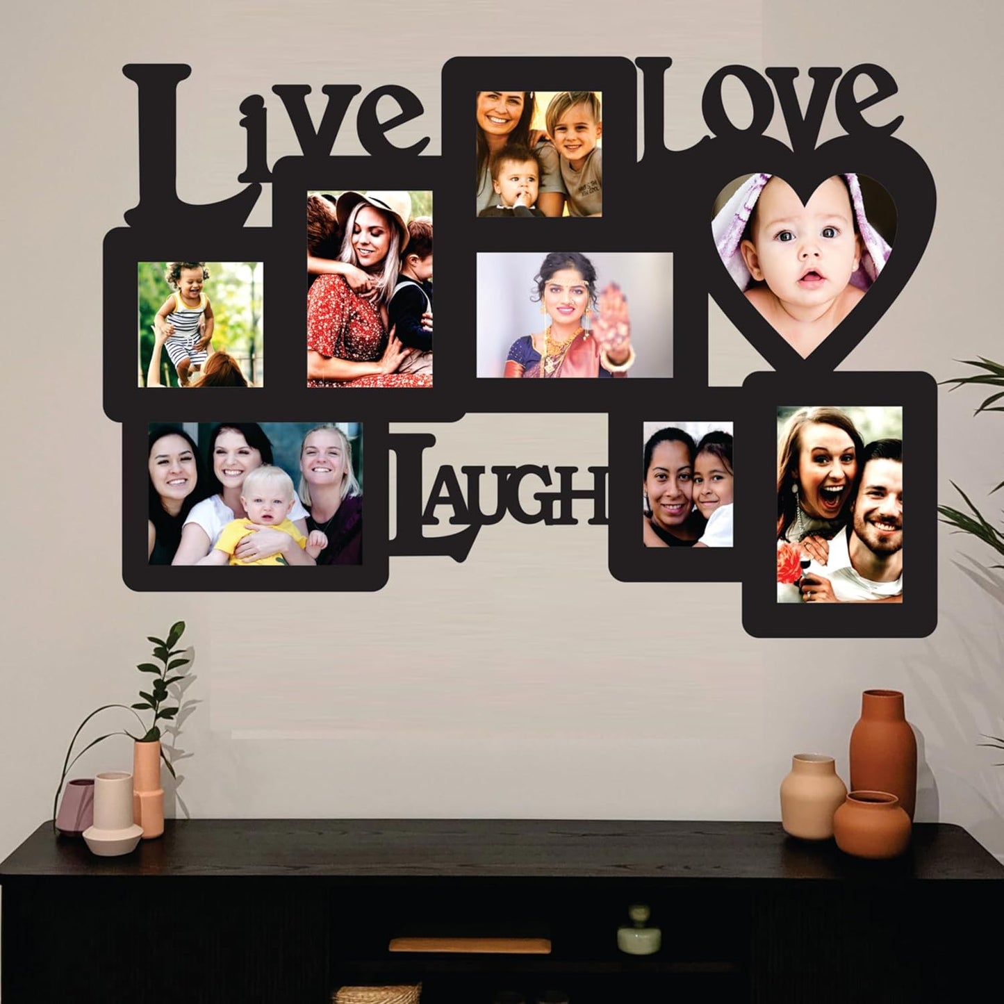 Big Size One Piece Jointless Wooden Multi Picture Collage Photo Frame for Wall Decoration – Home Decor Item for Living Room or Gifting
