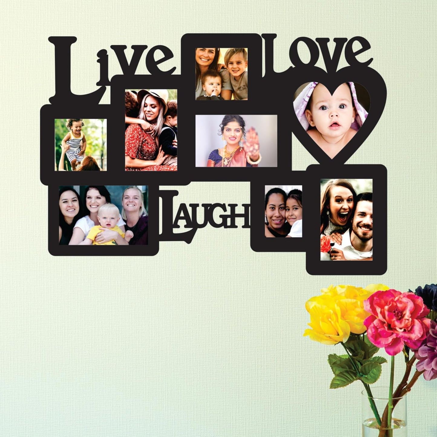 Big Size One Piece Jointless Wooden Multi Picture Collage Photo Frame for Wall Decoration – Home Decor Item for Living Room or Gifting