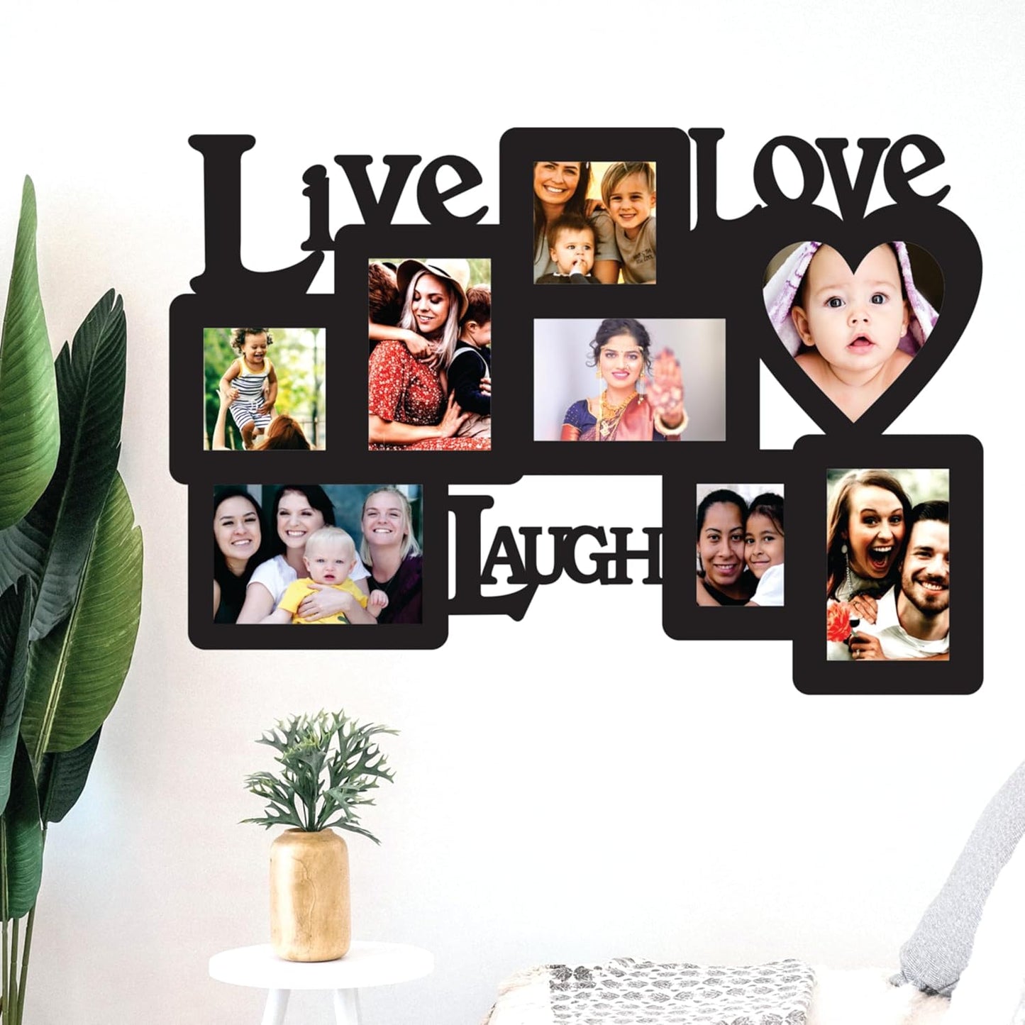 Big Size One Piece Jointless Wooden Multi Picture Collage Photo Frame for Wall Decoration – Home Decor Item for Living Room or Gifting
