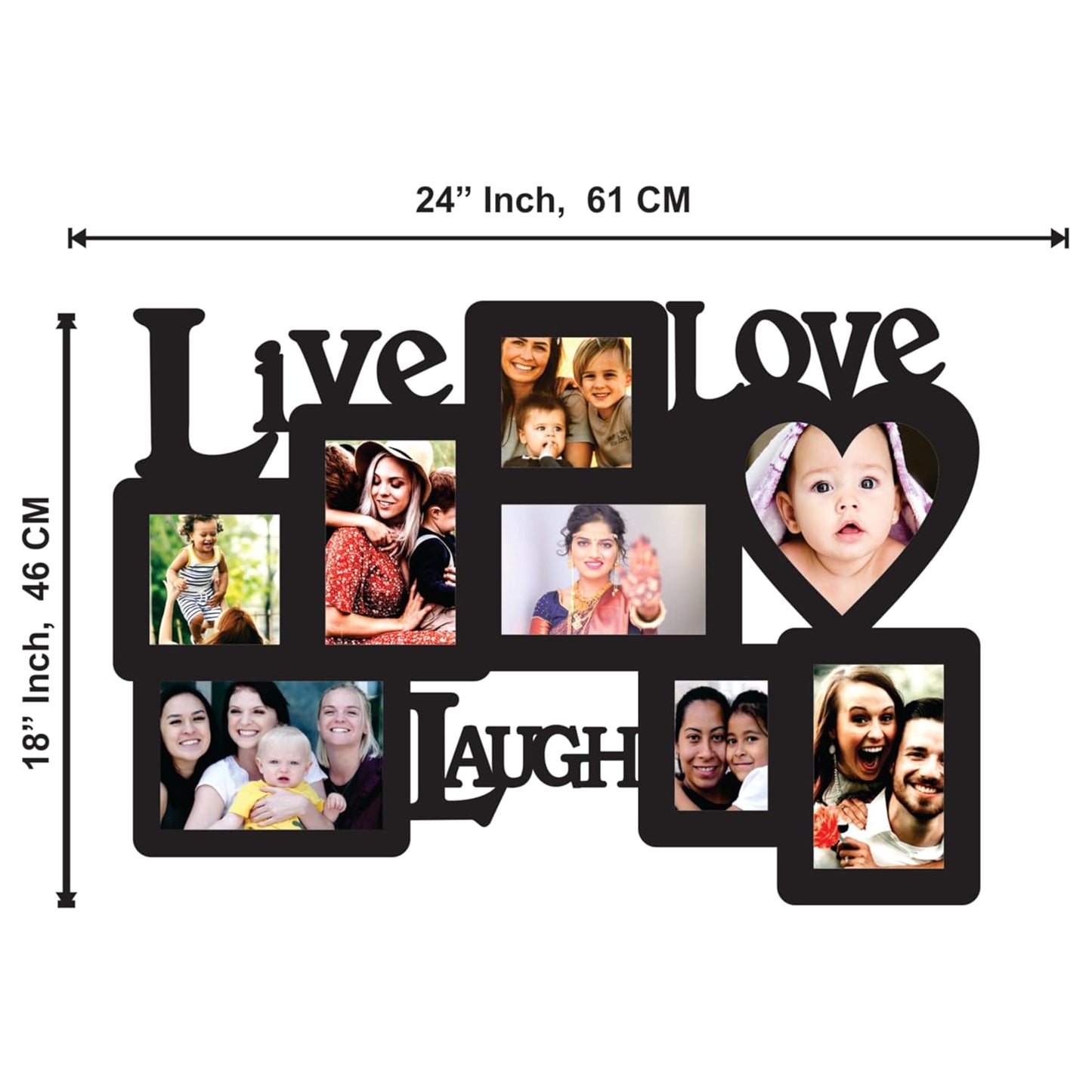 Big Size One Piece Jointless Wooden Multi Picture Collage Photo Frame for Wall Decoration – Home Decor Item for Living Room or Gifting