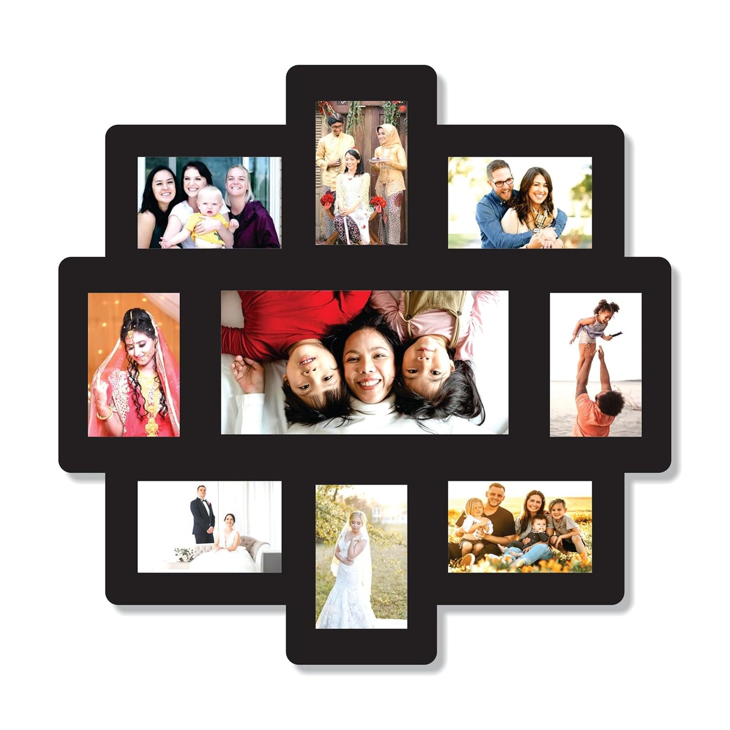 Big Size One Piece Jointless Wooden Multi Picture Collage Photo Frame for Wall Decoration – Home Decor Item for Living Room or Gifting