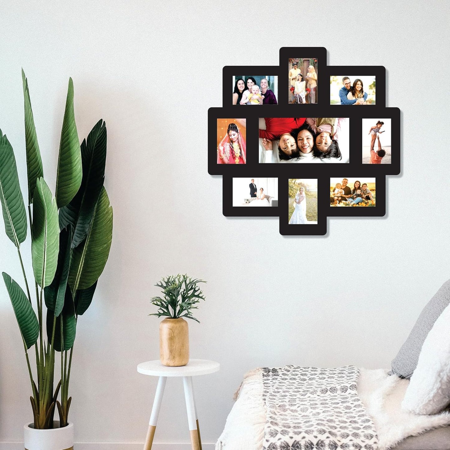 Big Size One Piece Jointless Wooden Multi Picture Collage Photo Frame for Wall Decoration – Home Decor Item for Living Room or Gifting