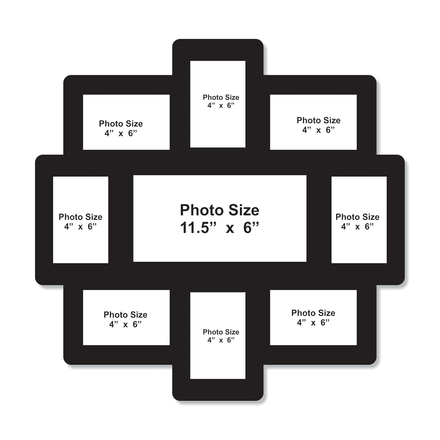 Big Size One Piece Jointless Wooden Multi Picture Collage Photo Frame for Wall Decoration – Home Decor Item for Living Room or Gifting