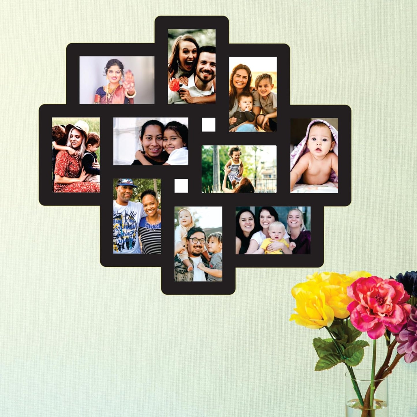 Big Size One Piece Jointless Wooden Multi Picture Collage Photo Frame for Wall Decoration – Home Decor Item for Living Room or Gifting