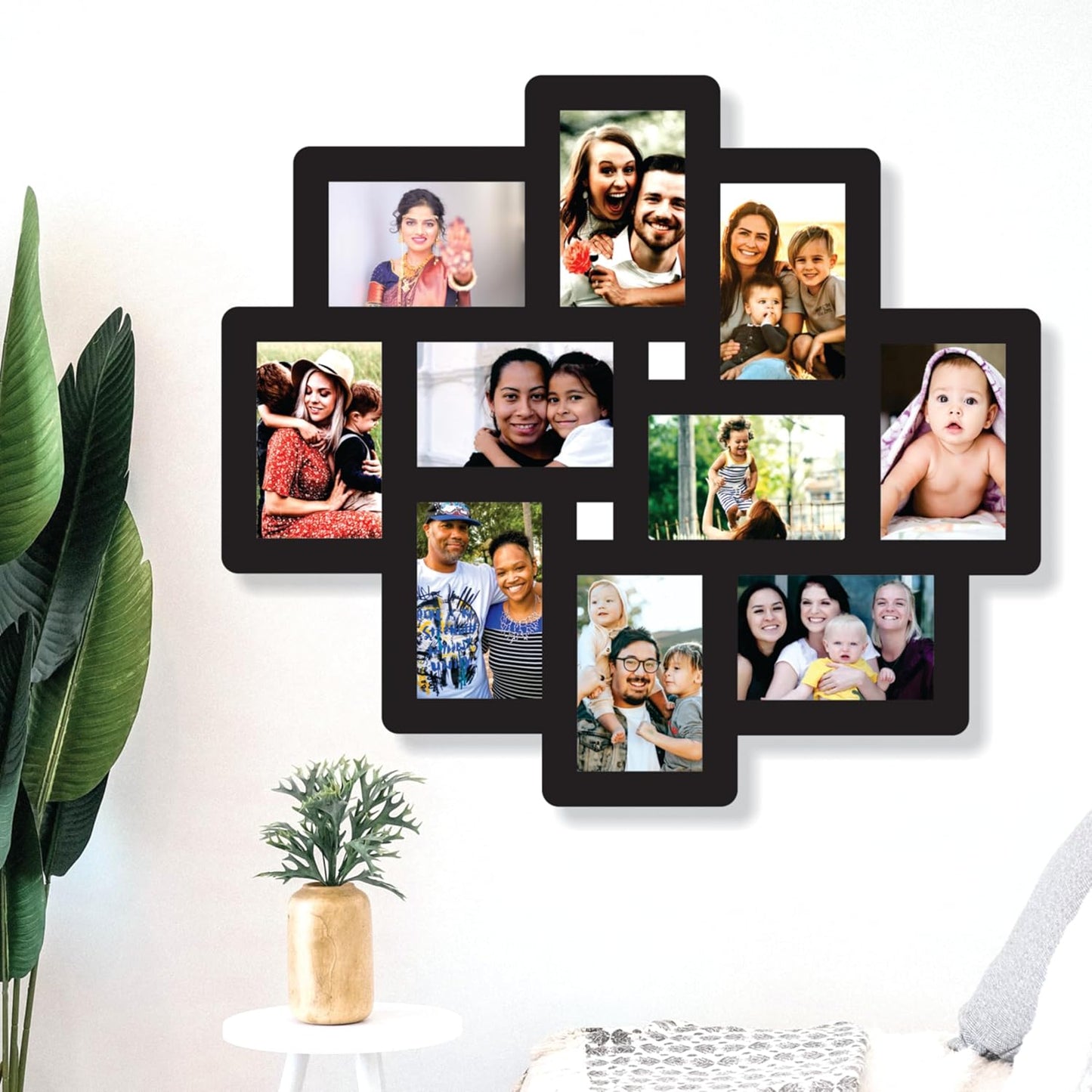 Big Size One Piece Jointless Wooden Multi Picture Collage Photo Frame for Wall Decoration – Home Decor Item for Living Room or Gifting