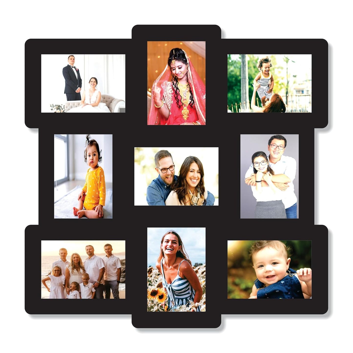 Big Size One Piece Jointless Wooden Multi Picture Collage Photo Frame for Wall Decoration – Home Decor Item for Living Room or Gifting