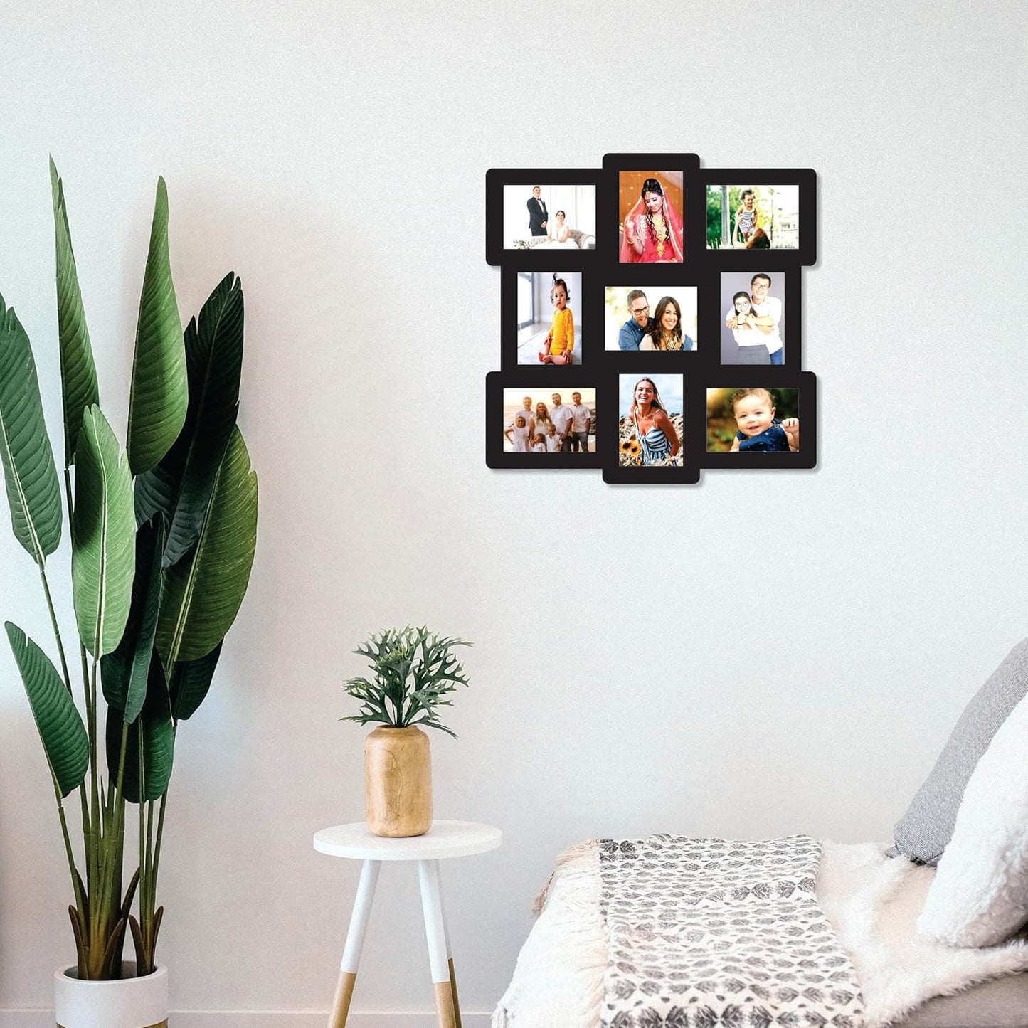 Big Size One Piece Jointless Wooden Multi Picture Collage Photo Frame for Wall Decoration – Home Decor Item for Living Room or Gifting