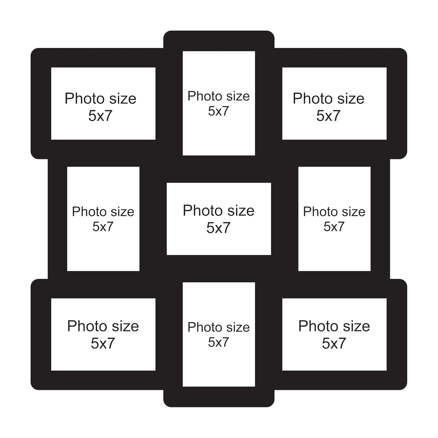 Big Size One Piece Jointless Wooden Multi Picture Collage Photo Frame for Wall Decoration – Home Decor Item for Living Room or Gifting
