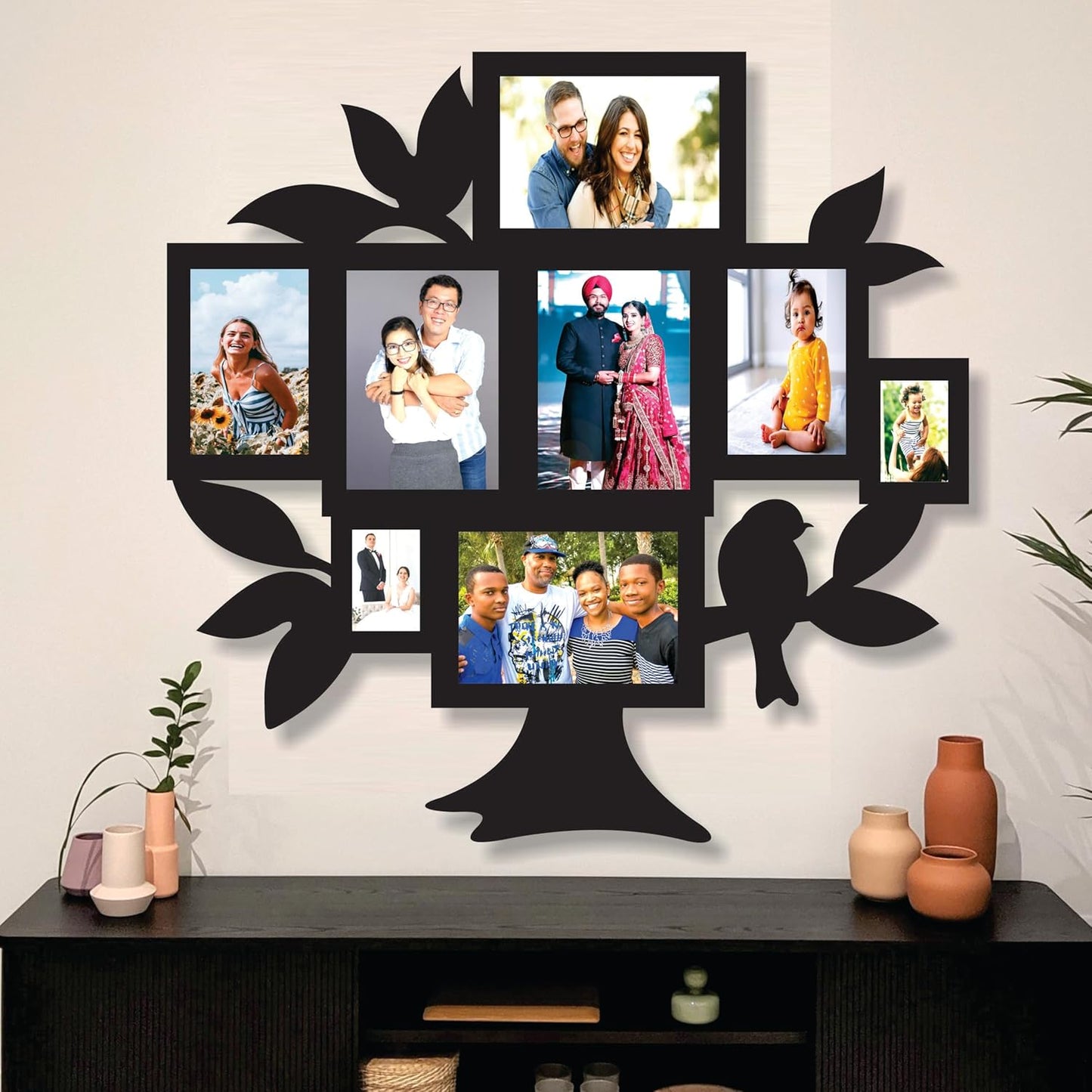 Big Size One Piece Jointless Wooden Multi Picture Collage Photo Frame for Wall Decoration – Home Decor Item for Living Room or Gifting