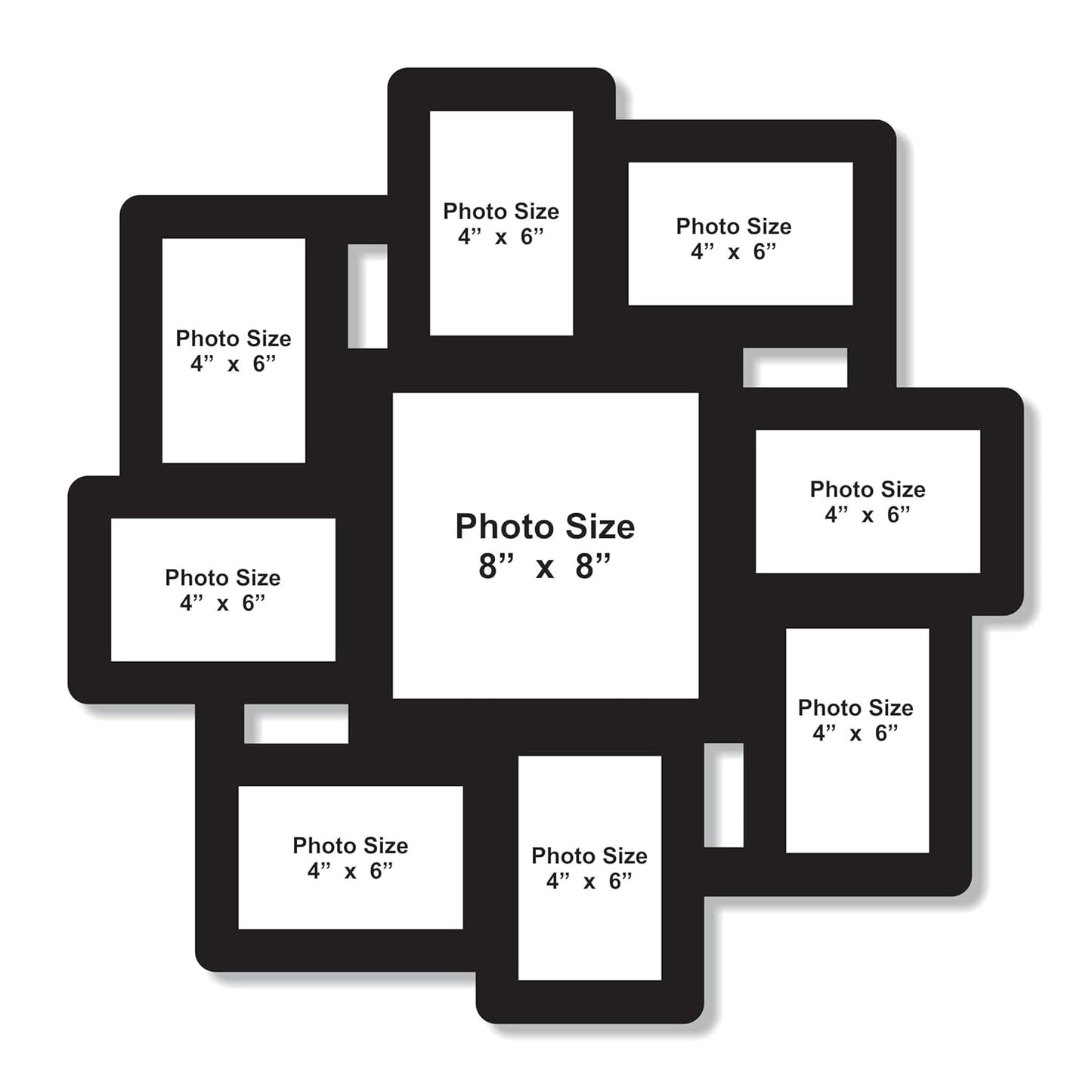 Big Size One Piece Jointless Wooden Multi Picture Collage Photo Frame for Wall Decoration – Home Decor Item for Living Room or Gifting