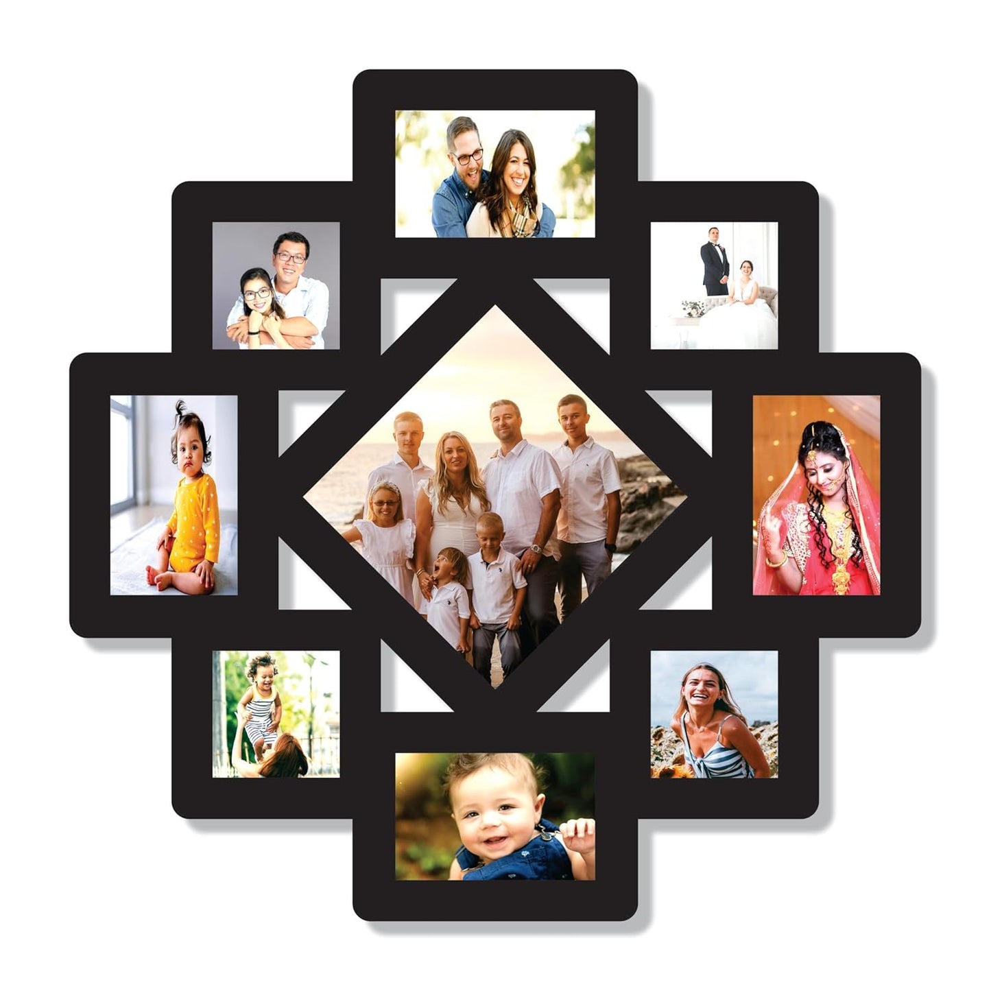 Big Size One Piece Jointless Wooden Multi Picture Collage Photo Frame for Wall Decoration – Home Decor Item for Living Room or Gifting