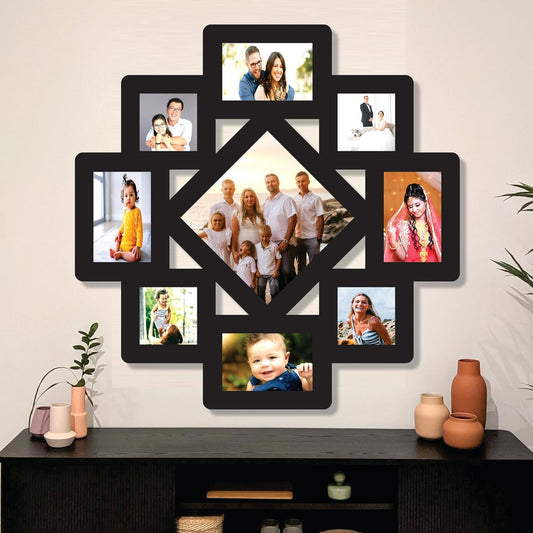 8x8t inch Middle Size One Piece Jointless Wooden Multi Picture Collage Photo Frame for Wall Decoration – Home Decor Item for Living Room or Gifting