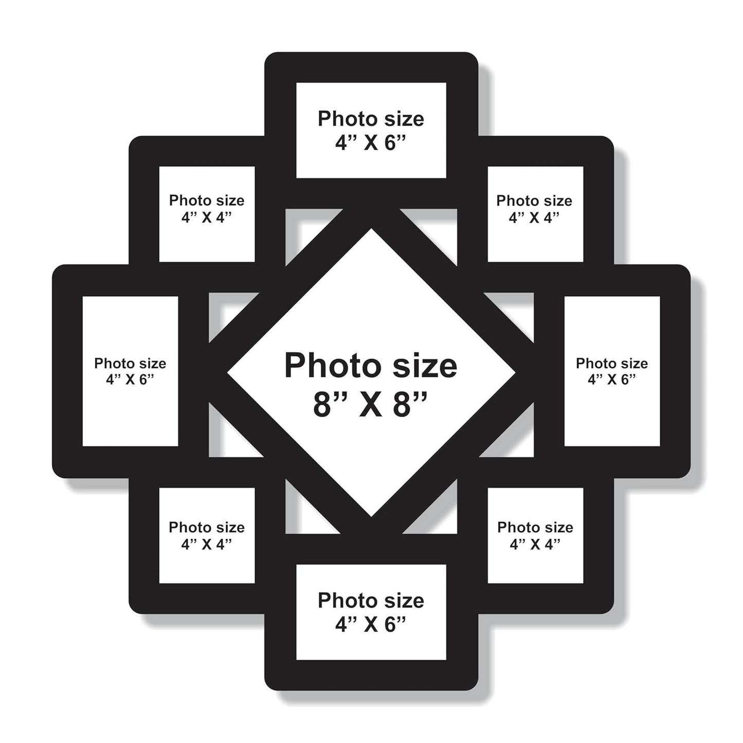 Big Size One Piece Jointless Wooden Multi Picture Collage Photo Frame for Wall Decoration – Home Decor Item for Living Room or Gifting