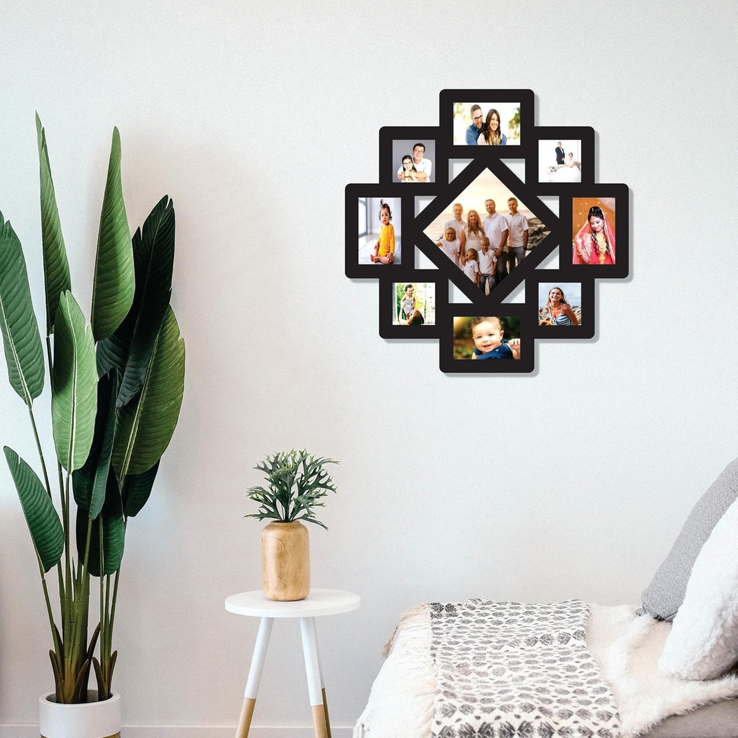 Big Size One Piece Jointless Wooden Multi Picture Collage Photo Frame for Wall Decoration – Home Decor Item for Living Room or Gifting