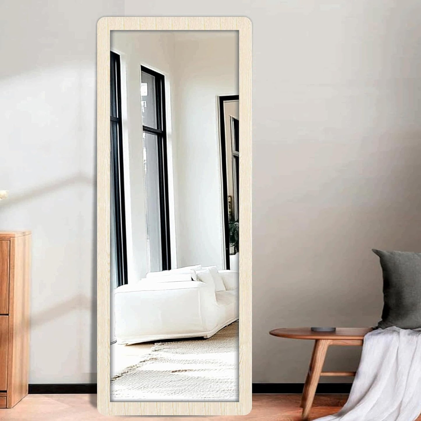 15x51 inch Full Length Dressing Cheval Mirror – Long Fiber Wood, Wall Hanging & Leaning Framed HD Mirror for Home Wall, Living Room & Decor Items