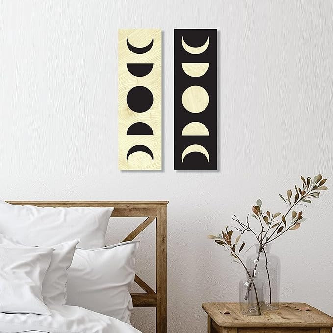 4x13 inch Abstract Wooden Wall Decor Art | Self-Adhesive Dual-Tone MDF Wall Hanging for Living Room, Bedroom, Office
