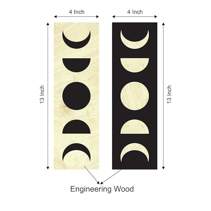 4x13 inch Abstract Wooden Wall Decor Art | Self-Adhesive Dual-Tone MDF Wall Hanging for Living Room, Bedroom, Office