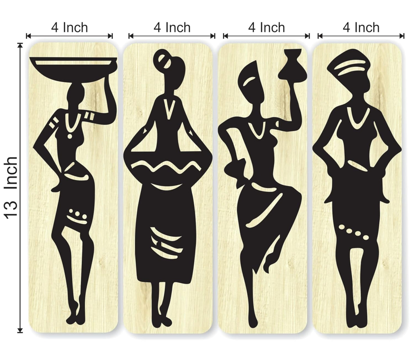 4x13 inch Abstract Wooden Wall Decor Art | Self-Adhesive Dual-Tone MDF Wall Hanging for Living Room, Bedroom, Office