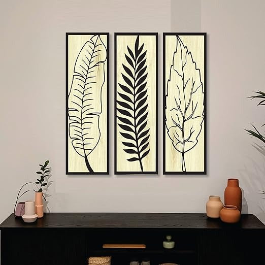 4x13 inch Nature Tree Wooden Wall Decor Art | Self-Adhesive Dual-Tone MDF Wall Hanging for Living Room, Bedroom, Office