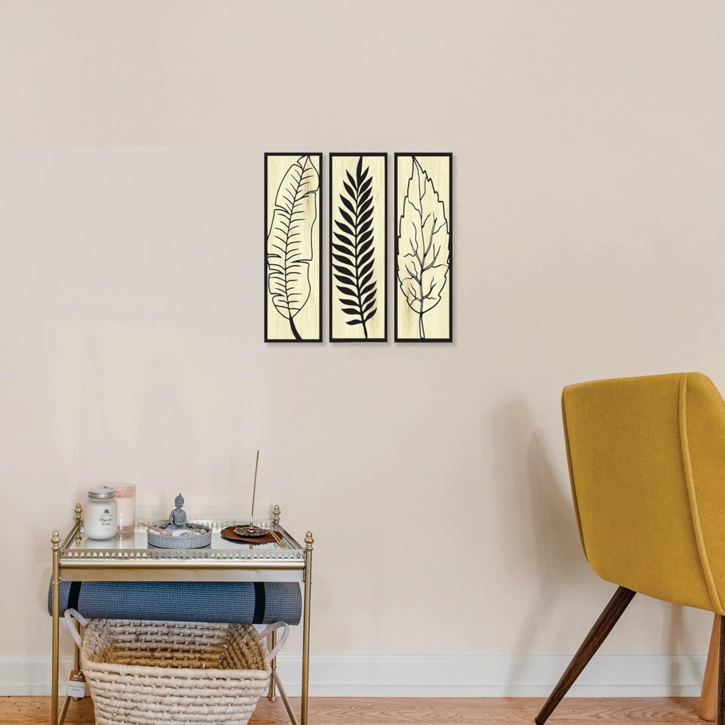 4x13 inch Nature Tree Wooden Wall Decor Art | Self-Adhesive Dual-Tone MDF Wall Hanging for Living Room, Bedroom, Office