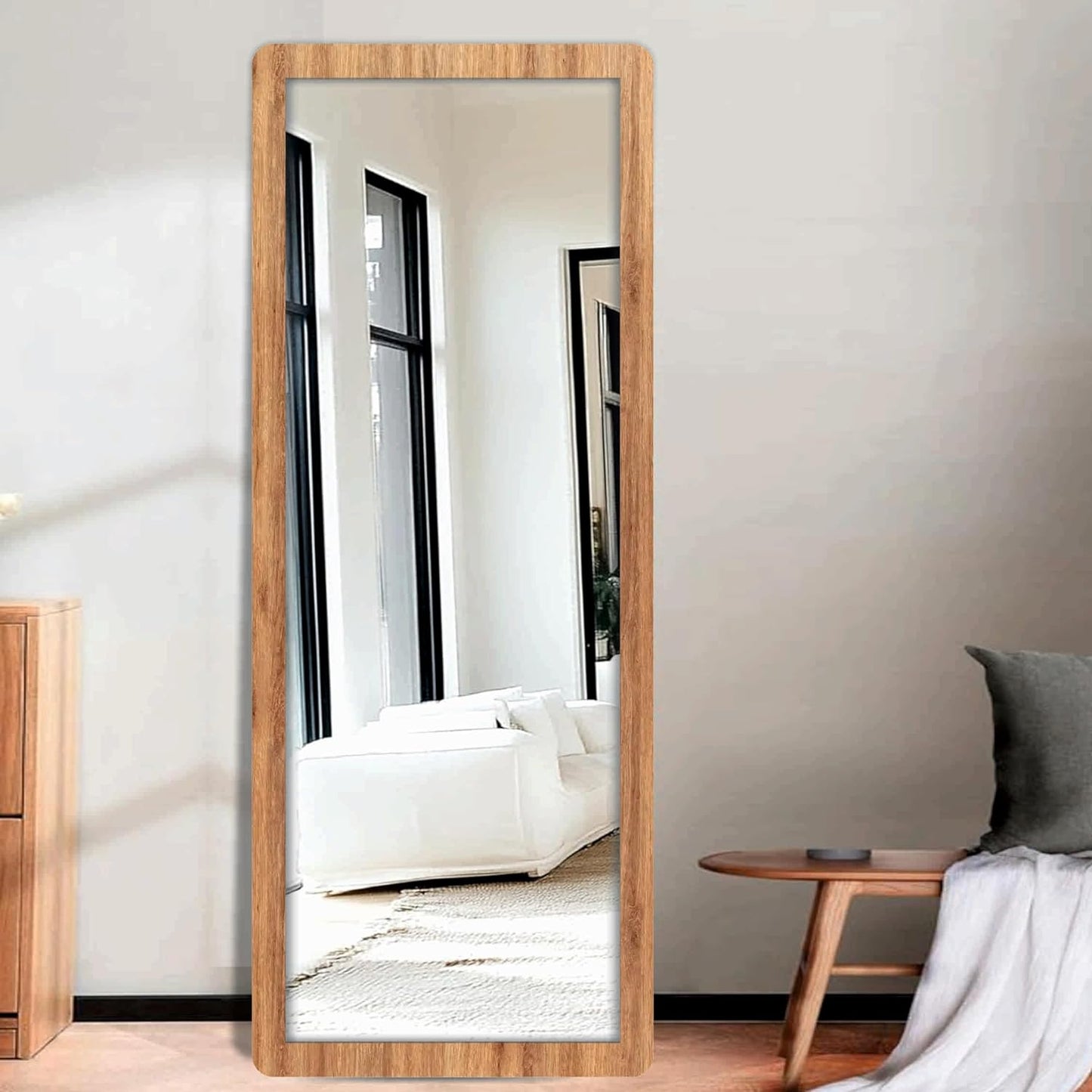 15x51 inch Full Length Dressing Cheval Mirror – Long Fiber Wood, Wall Hanging & Leaning Framed HD Mirror for Home Wall, Living Room & Decor Items