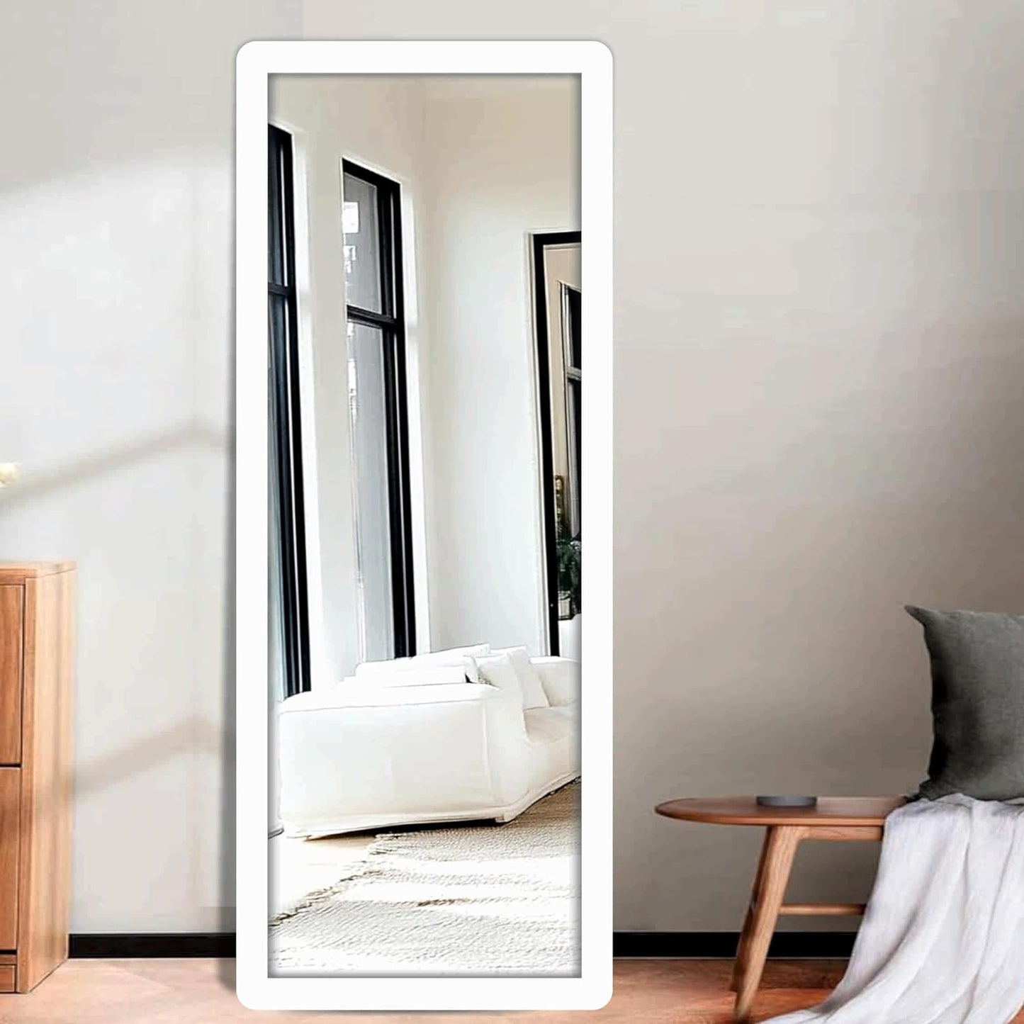 15x51 inch Full Length Dressing Cheval Mirror – Long Fiber Wood, Wall Hanging & Leaning Framed HD Mirror for Home Wall, Living Room & Decor Items
